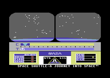 Space Shuttle: A Journey into Space title screen for Commodore 64